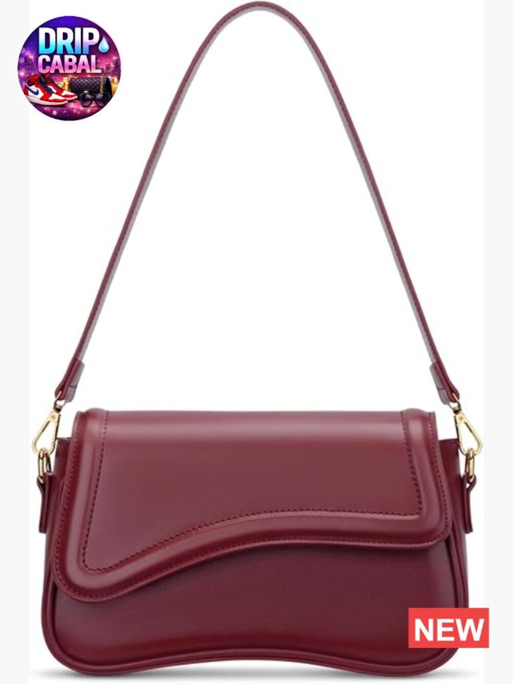 Faux Leather Hobo Crossbody Bag with Chain Strap Clutch Purse